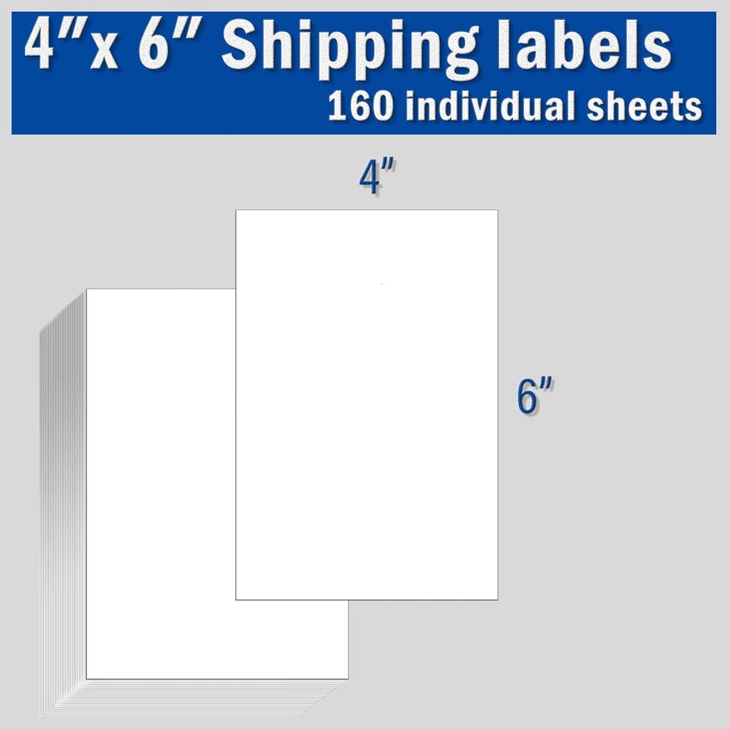 Shipping Labels 4x6 Inch, for Home and Office Printers, Strong Adhesive Stickers, Matte 160 Sheets