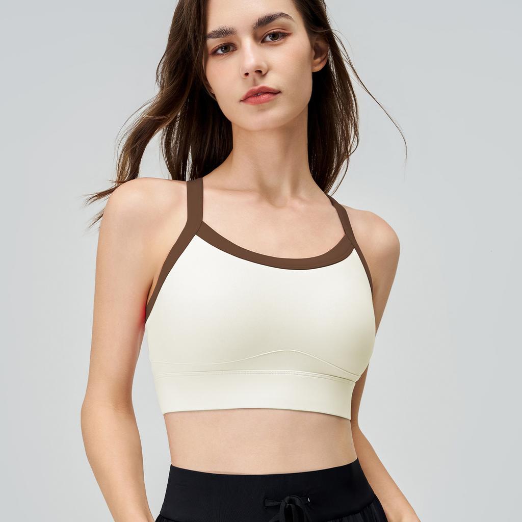 Женский летний двухцветный спортивный бюстгальтер для йоги, цельный противоударный жилет для йоги с перекрестными бретелями на спине