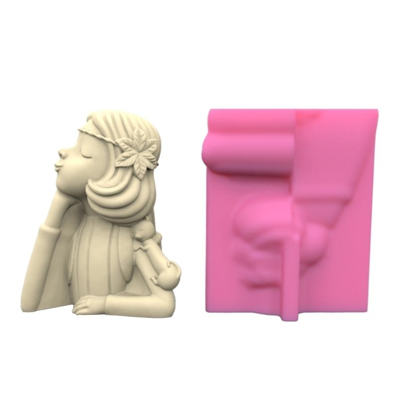 Backpack Girl Gypsum Flower Silicone Mold Epoxy Resin Casting Mold Succulent Vase Cement Mold Pen Holder Mold