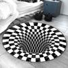 Vortex Round Rugs 3D Floor Mat Area Rug Visual for Living Rooms Bottomless Hole Optical Illusion Rug Swirl Print Round Grid Mat Dog Toys