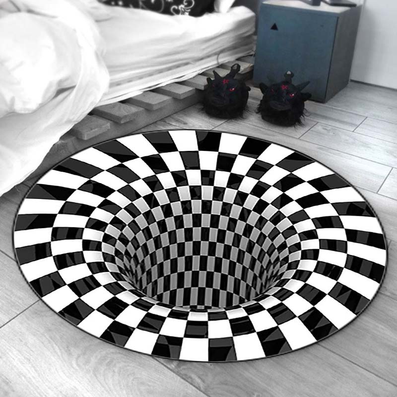 Круглые коврики Vortex, 3D напольный коврик, ковер, визуальный для гостиной, бездонное отверстие, ковер с оптической иллюзией, вихревой принт, круглый сетчатый коврик, игрушки для собак