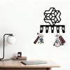 Modern Hexagon Wall Mounted Key Holder with 5 Hooks, Forged Iron Craft Geometric Entryway Decor