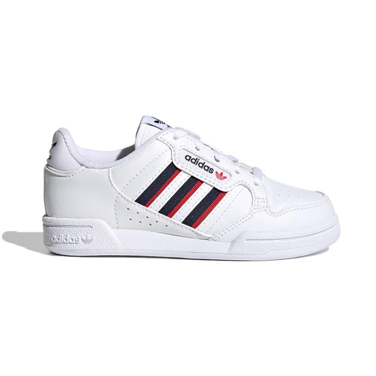 adidas Оригинальные Кроссовки для скейтбординга Adidas Continental 80 из кожи, низкие, для детей, Белые с синим и красным, Для детей от 3 до 7 лет, S42611