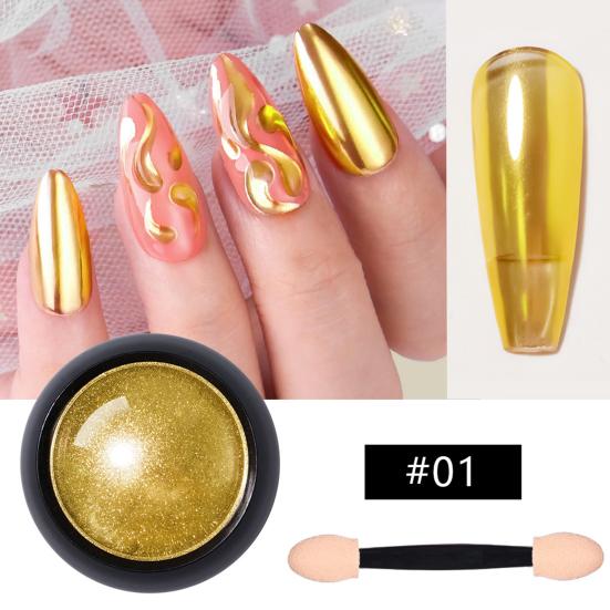 Золотая зеркальная пудра для ногтей Голографическая белая перламутровая хромированная металлическая пудра DIY Nail Art