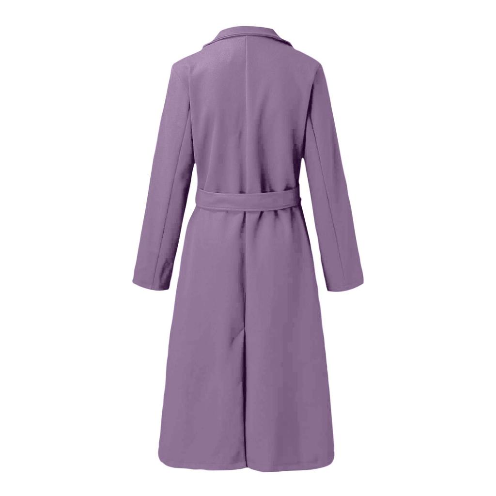 Женское зимнее шерстяное пальто, элегантный плащ с лацканами, однотонная длинная куртка, длинное пальто с рабочим галстуком