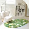 Green Moss Floral Mat Flocking Bedside Rugs  For Living Room Bedroom Home Decoration