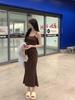 Большой размер полная мм чистый ветер желания платье на бретельках женское летнее новое узкое и тонкое облегающее бедра с разрезом спереди длинная юбка-русалка