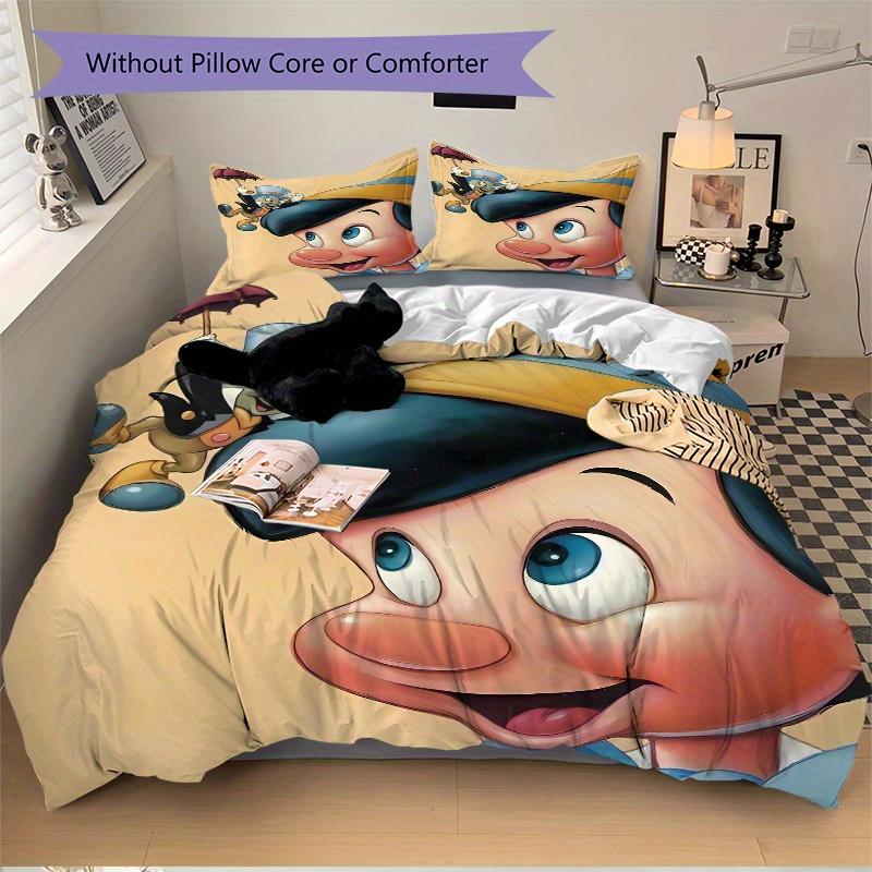 3pcs Pinocchio Jiminy Cricket Quilt Cover Set (1 Quilt Cover + 2 Pillowcases Without Pillow Core), High-Definition Printing for Home and Dormitor