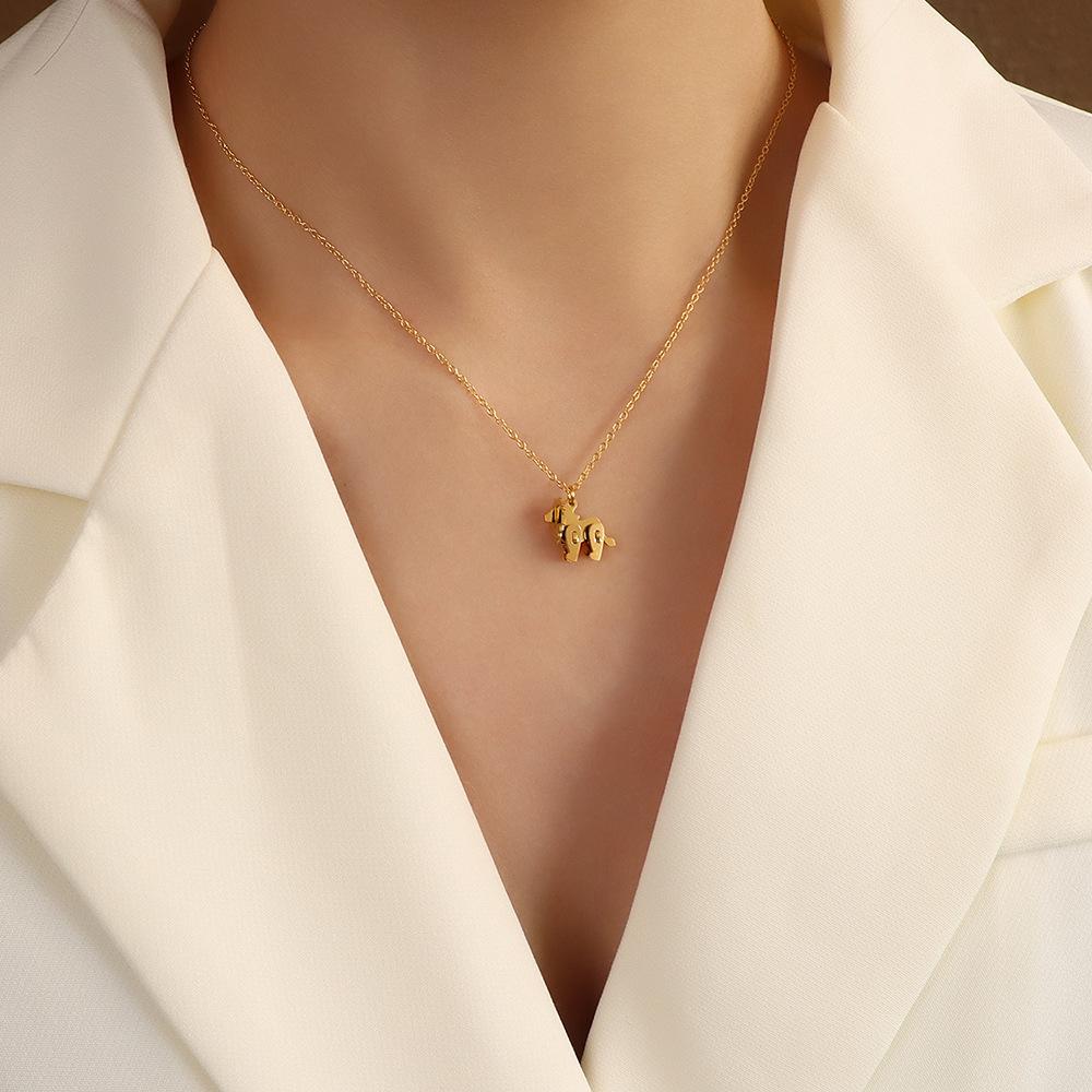 Милое животное Механический лев кулон ожерелье ключицы цепочка чокер титановая сталь ювелирные изделия аксессуары ожерелье женское