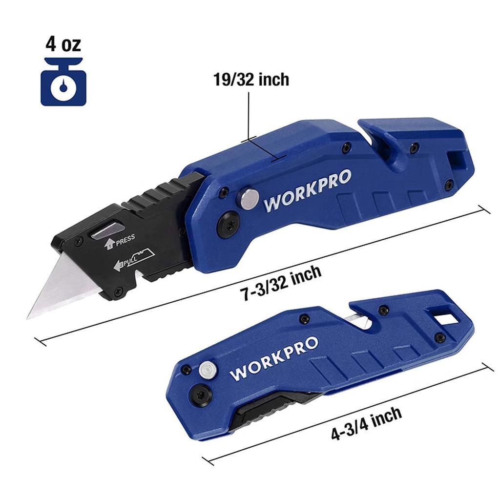 WORKPRO WP211008 WP211017 WP211018 Нейлоновая ручка Быстросменное канцелярское нож Складной нож Ручные инструменты Резка