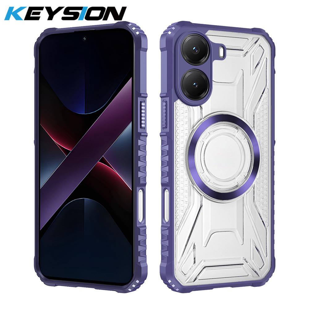 KEYSION Прозрачный магнитный чехол для Xiaomi POCO X7 Pro 5G Мягкий силикон+ПК Сверхпрочный противоударный чехол для телефона для Redmi Turbo 4