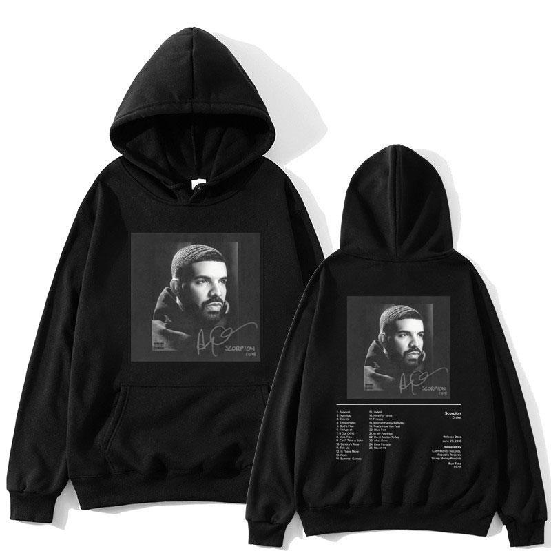 Rapper Drake Scorpion Music Album Print Hoodie Men Women Hip Hop Retro Hooded Oversized Casual Sweatshirts Hoodies Streetwear
