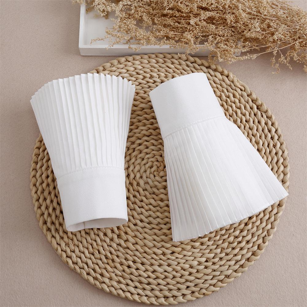 1 Pair Beautiful Detachable Cuffs White Chiffon Decorative Pleated Oversleeve Woman's Clothing Accessories
