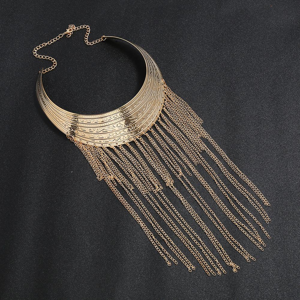 Fashionable Retro Multi Layer Tassel Design Women Metal Necklace For Daily Fashion Accessory