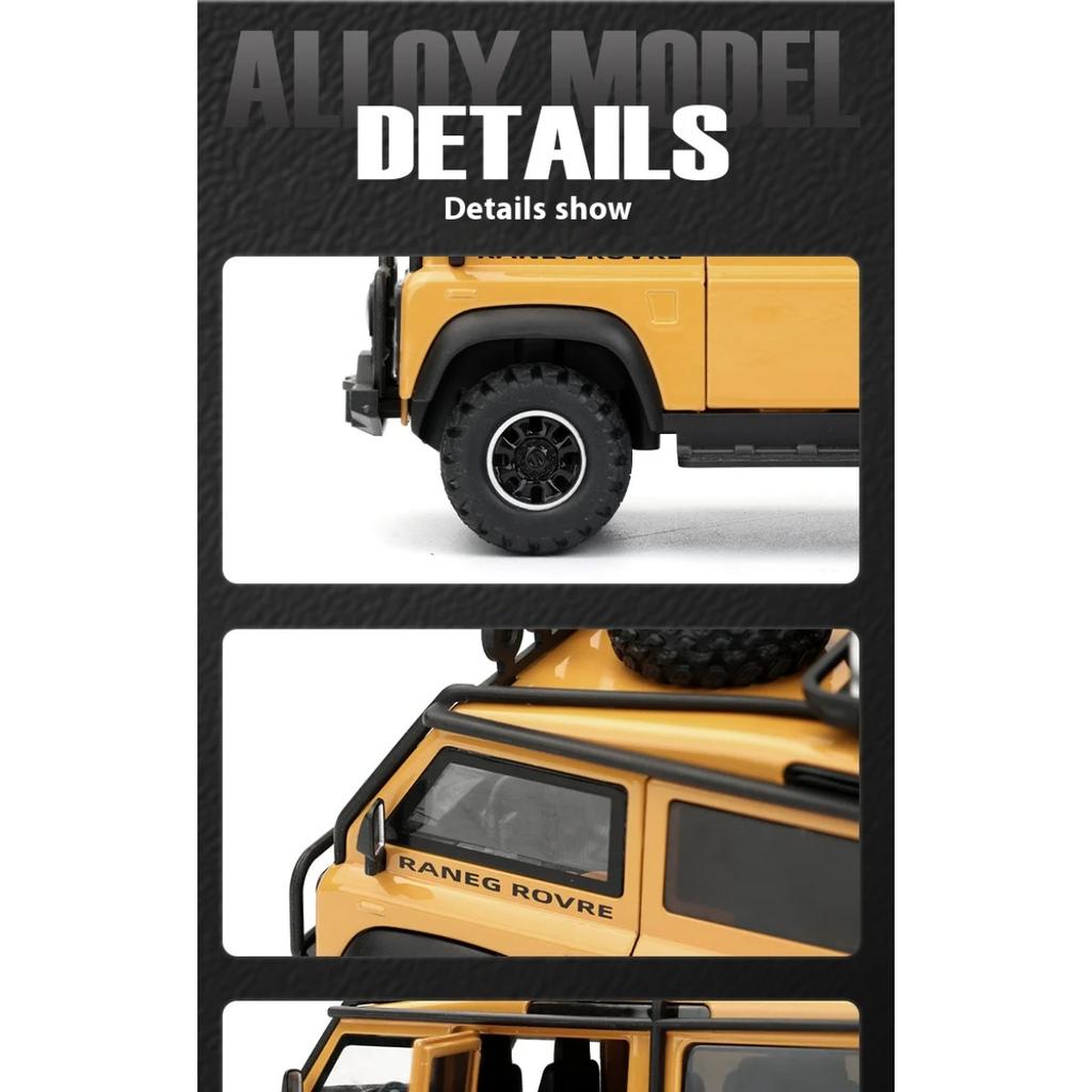 С подставкой 1/32 Внедорожник Land Rover Defender Модель фургона-кемпера из литого металла Детская игрушечная машинка Подарок мальчику Украшения