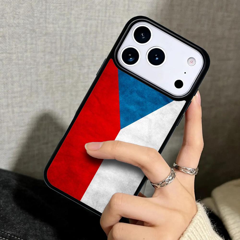 Чехол Case для iPhone 17 Air 16 Pro Max 15 Plus 11 13 Mini 14 12 Задняя крышка телефона Флаг Чешской Республики