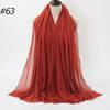 New Fashionable Women's Long Crinkled Cotton Linen Scarf with Tassel Edge - Solid Color Shawl