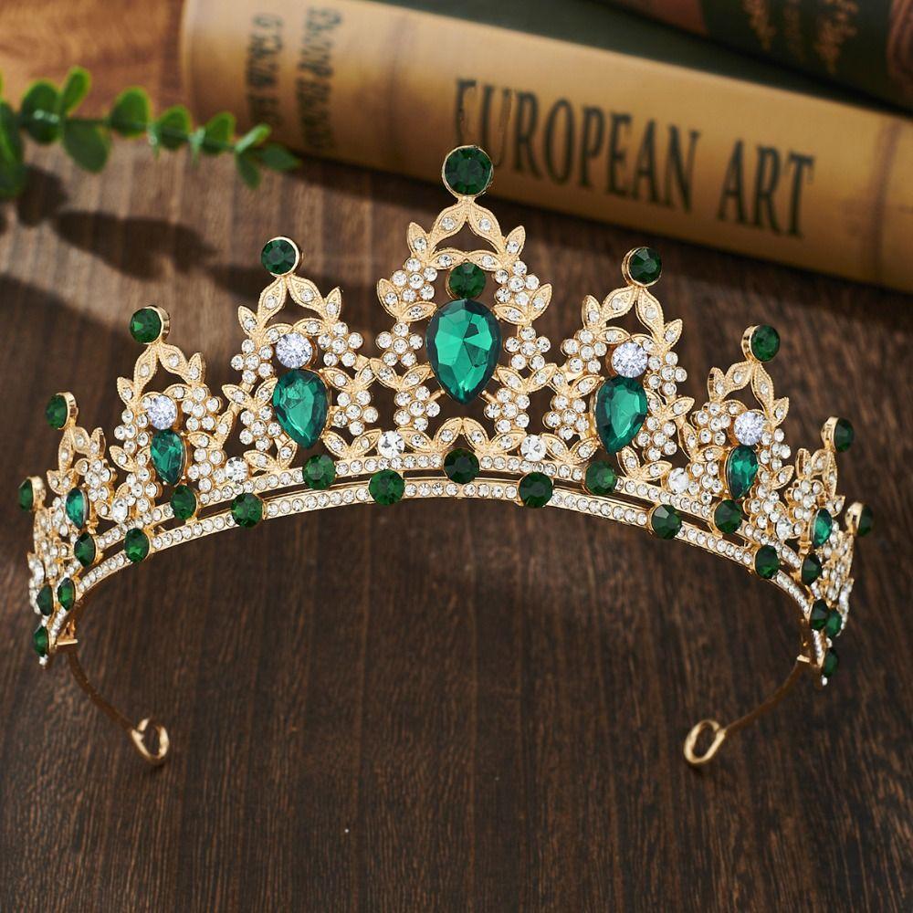 Shiny Baroque Crown Elegant Princess Rhinestone Crown Exquisite Bridal Tiara Women/Girls
