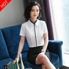 White Shirt Women's SHORT Sleeved Concealed Button Professional Formal Wear Slim Fit Work Clothes White Gray Professional Shirt Blouses & Shirts