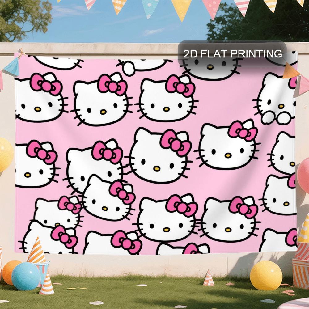 Hello Kitty Face And Kuromi Prints Wall Tapestry Are Suitable For Room Party Backgrounds Christmas And YearRound Decoration