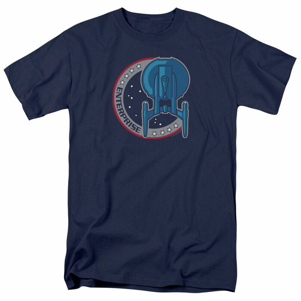 26 Star Trek Enterprise Patch T Shirt Licensed Sci-Fi TV Classic Tee New Navy Blue Unisex T-Shirt
