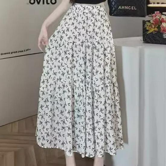Юбка феи с цветочным принтом и высокой талией: Женская летняя утягивающая юбка средней длины