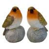 2pc Garden Robin Bird Ornament On Stone Sculpture Robin Indoor Outdoor Patio for Balcony Patio Outside Flower Pots Yard