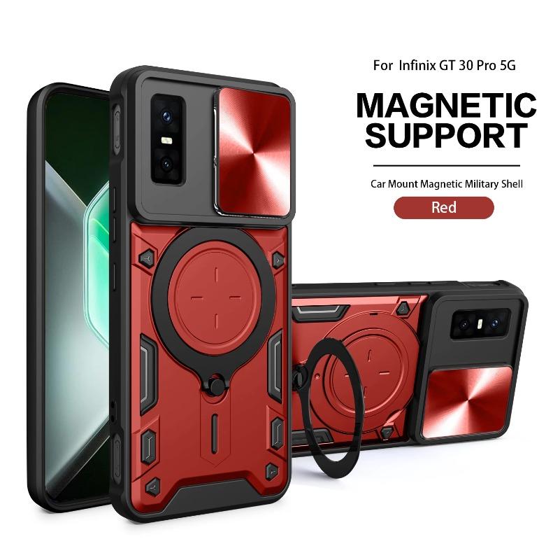 Чехол для Infinix GT 30 Pro, противоударный бронированный с магнитным кольцом-держателем, с защитной крышкой для камеры, для Infinix GT 30 Pro