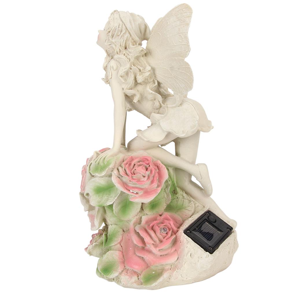 Angel Solar Light Waterproof Resin Vibrant Colorfast Rich Details Solar Garden Light for Courtyard