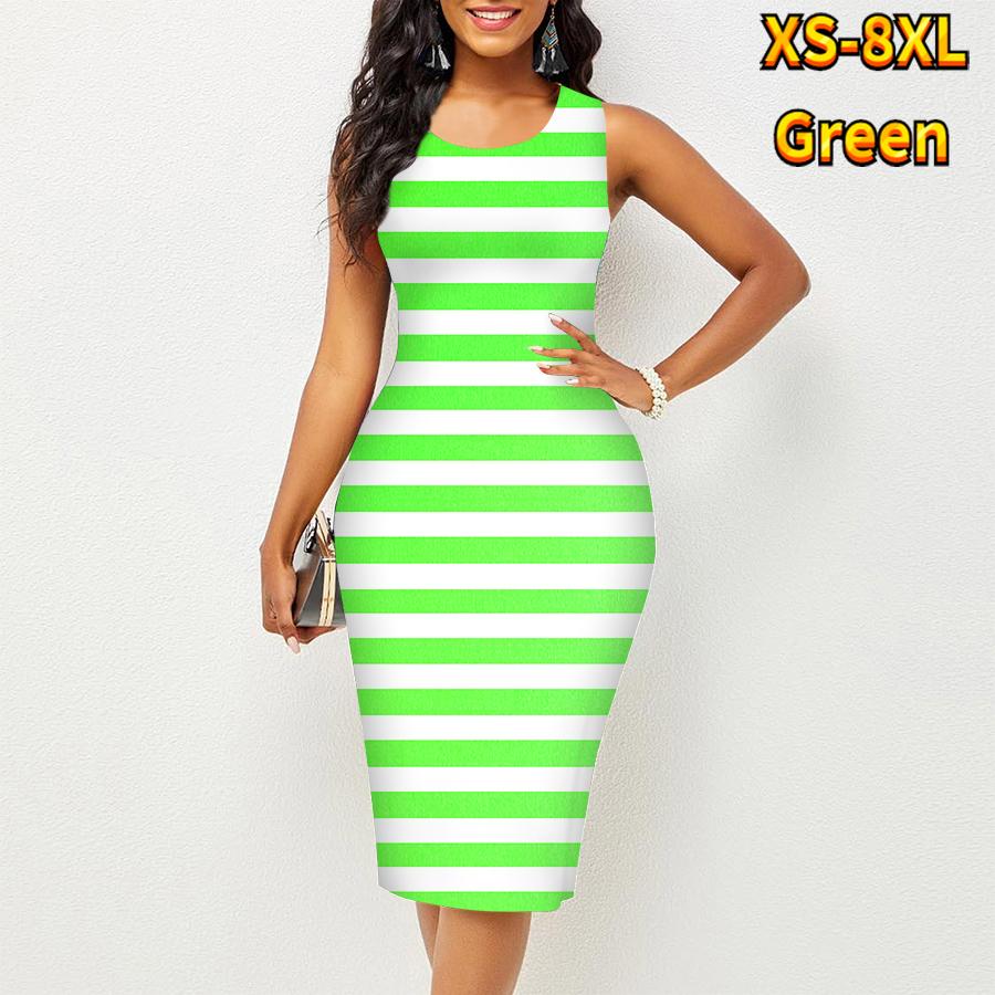 Women's Dress Sling SummerHorizontal Stripes Print Dresses Tight Sleeveless Slim Fit Sexy Fashion Top Clothing