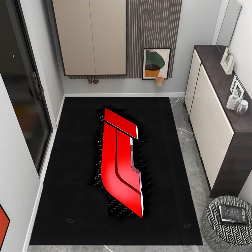 Bold White Logo Design Floor Mat Suitable for Outdoor Entryway Dining Room Playrooms Anti-slip Rug Decorate Offices Perfect Gift for Women/Men