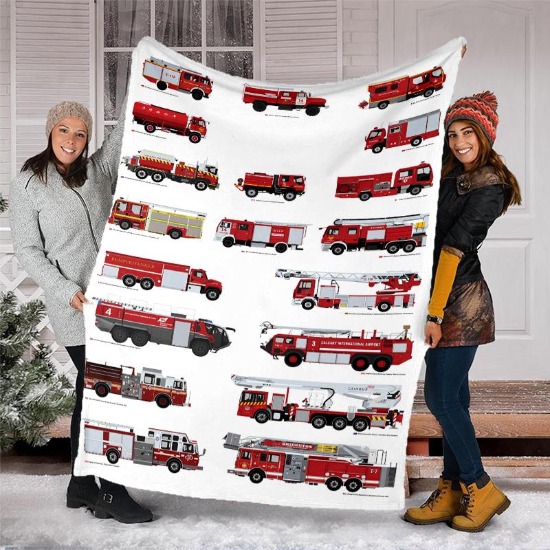 fire truck Theme Printed Blanket,Perfect for Couch, Bed, Travel & Outdoor Use | Machine Washable, Cozy & Durable.