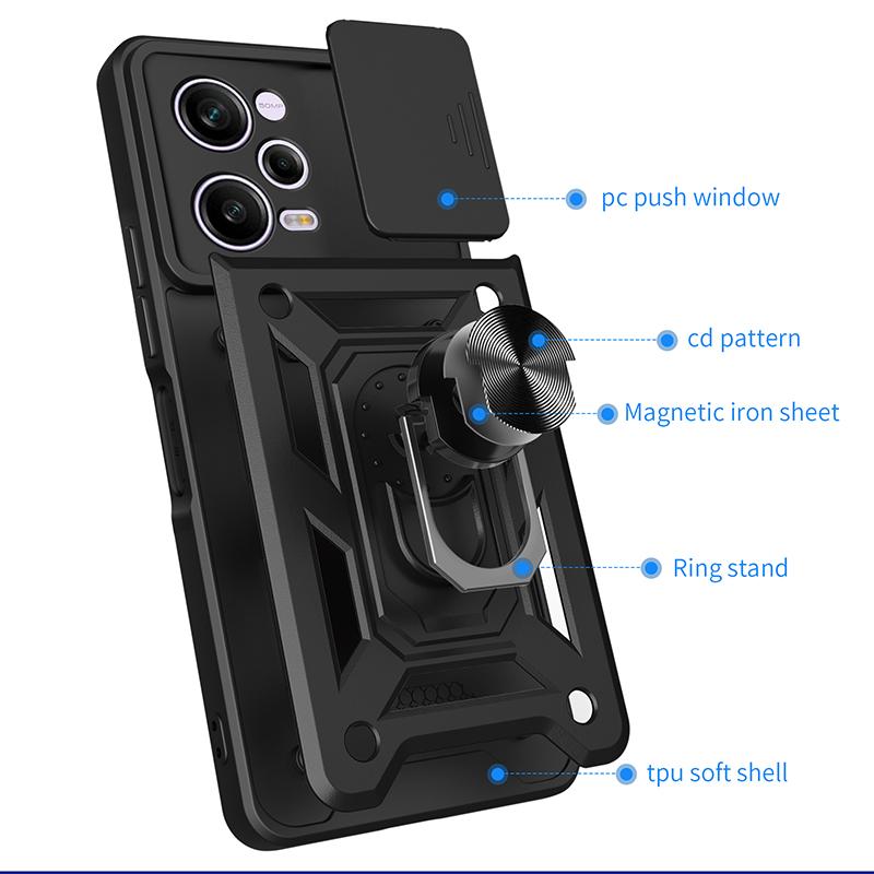 Ударопрочный бронированный чехол для Xiaomi Redmi Note 9 9S 10 10S 11 11S 12 4G 13 8 Pro 5G Plus с автомобильным магнитным кольцом-держателем для телефона