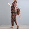Suit Women Large Size Cotton Hooded T-shirt Pants Two-piece Comfortable Short-sleeved Top and Longs Pants 2PC Suit