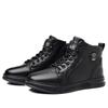 High-top Men's Shoes, Winter Men's Versatile Trend, Leather Fleece Casual Board Shoes, Men's Workwear Style Boots, Men's Black