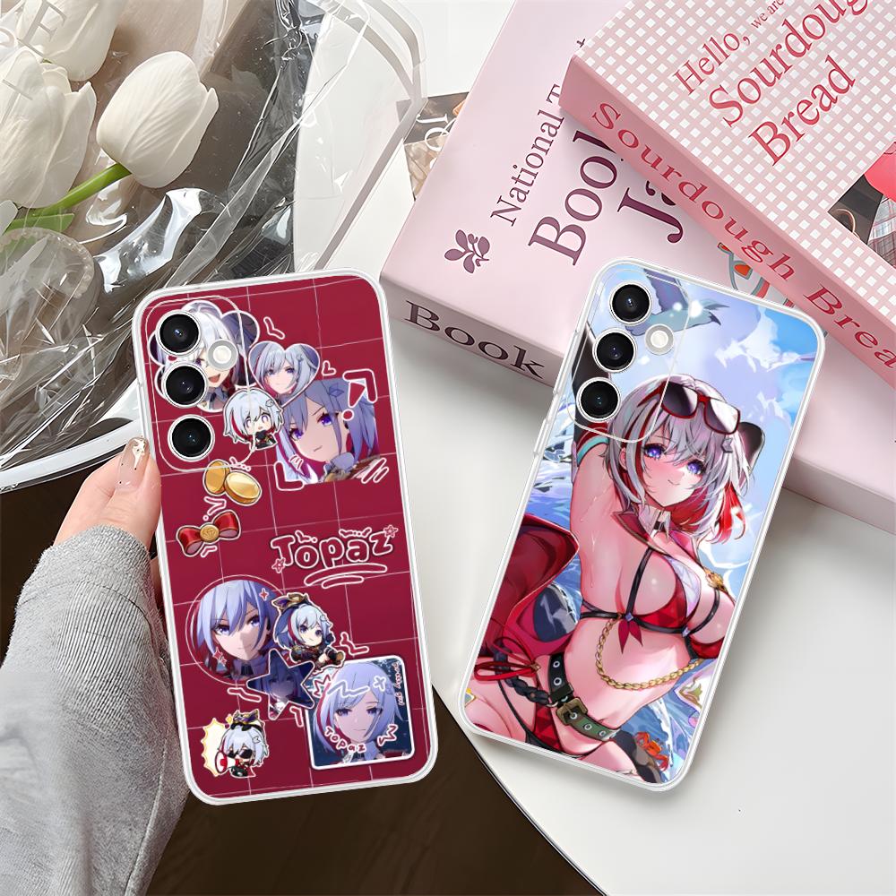 HSR Topaz Clear Mobile Phone Case for Samsung Galaxy S25 S24 S23 S22 S21Plus FE Ultra Colorful Cover