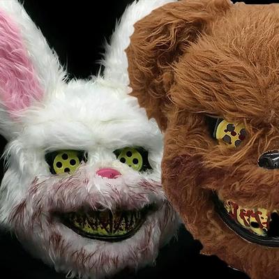 Кровавый Заяц Медведь Светящаяся Светодиодная Маска Хэллоуин Ужас Маска Зайца Карнавальные Реквизиты Косплей Наряд Головной Убор