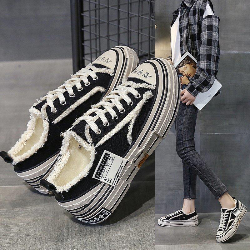 У Цзяньхао совместные парусиновые туфли того же стиля, толстоподошвенные низкие кеды, кеды для скейтборда осенние женские туфли