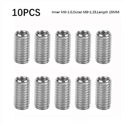 10 шт. Резьбовые вставки внутренние M6X1.0 наружные M8X1.25 длина 15 мм наружная гайка