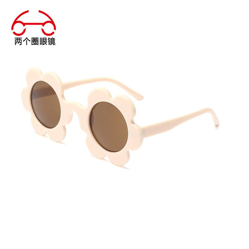 Two circles, metal hinge color sunflower sunglasses adult petal flower street shot cute sunglasses