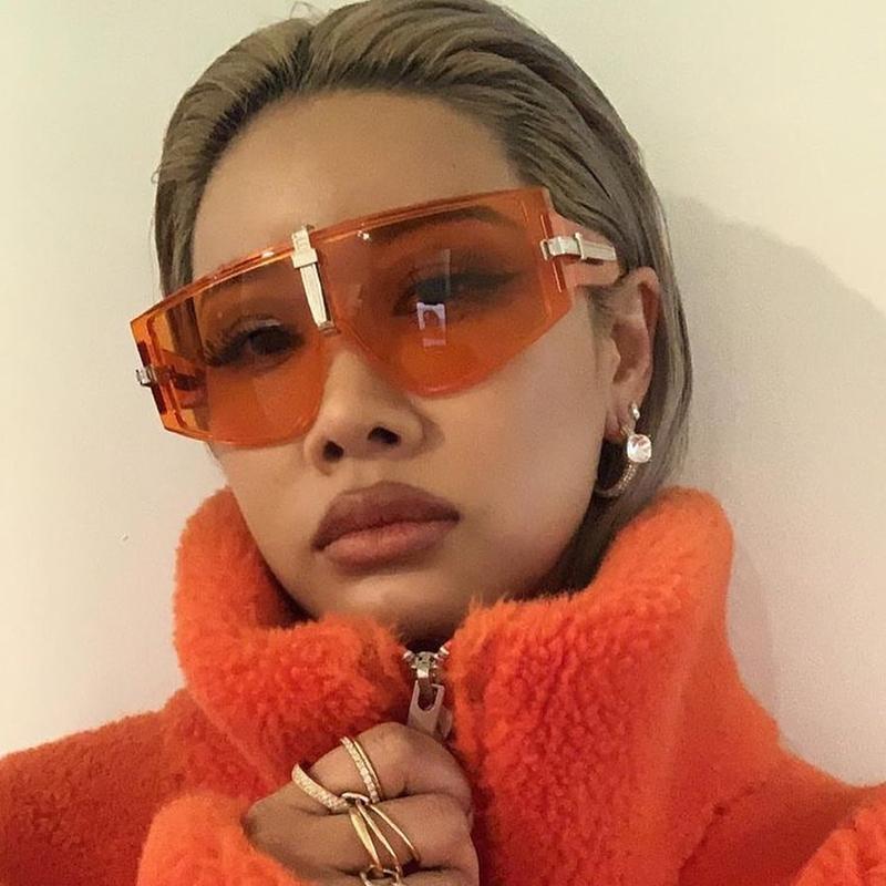 Vintage Punk Sunglasses Women Luxury Fashion Goggle Sun Glasses Men Personality One Piece Black Blue Glasses Oculos Feminino