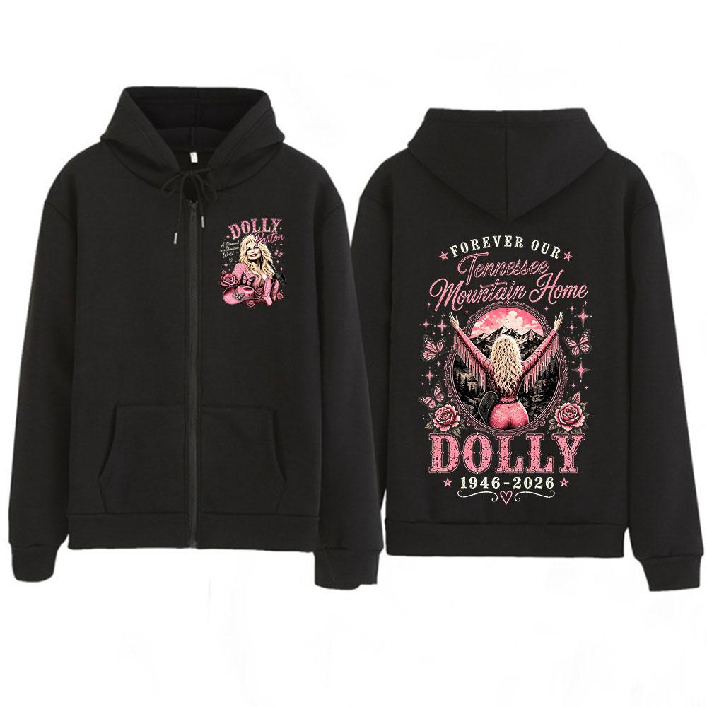 Dolly Parton Tribute 1946- Country Music Zipper Hoodies Men Women Fashion Casual Zip Up Hooded Sweatshirts Jackets Coats