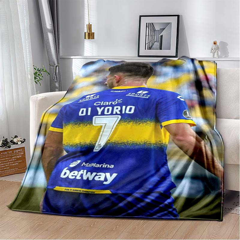 Everton de Viña del Mar Football Club Player Collage Logo Print Soft Flannel Throw Blanket Blue Yellow Warm Sofa Bed Cover For Soccer Fans
