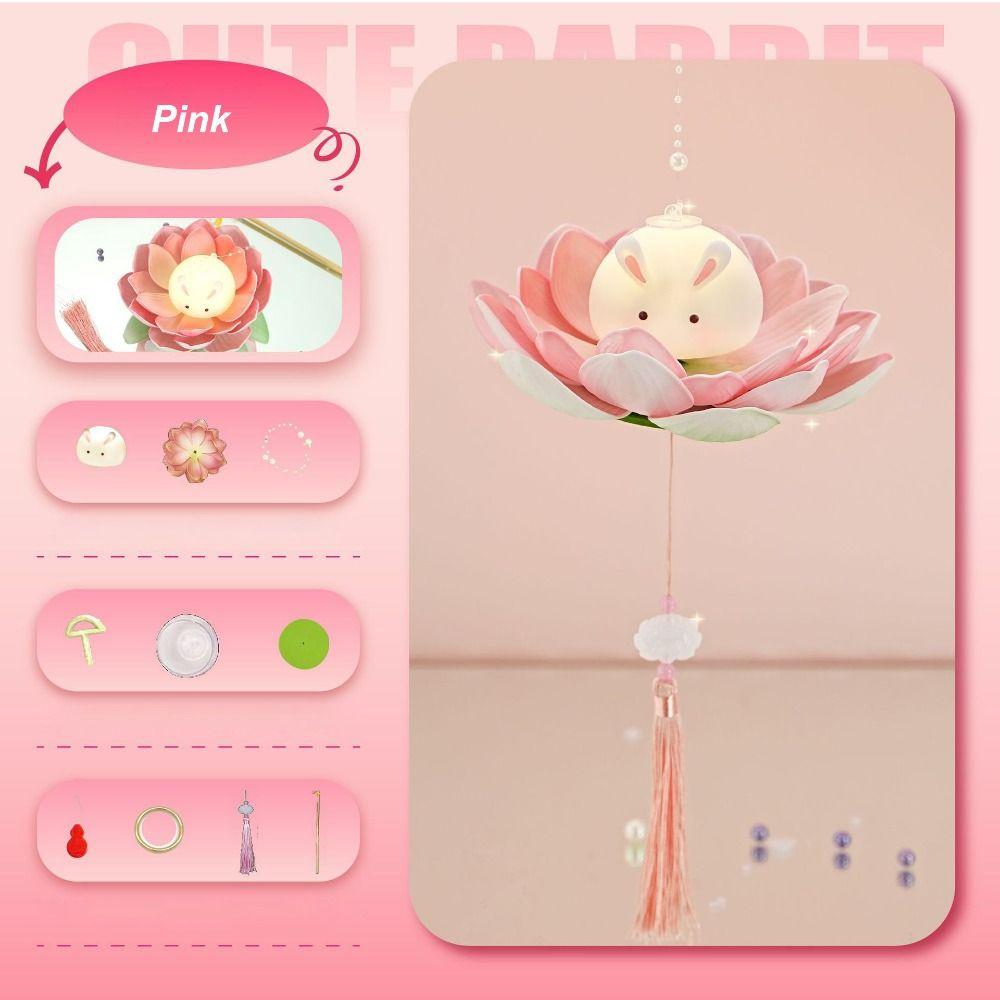 Glowing Mid-Autumn Festival Lantern DIY Holiday Decoration New Lotus Rabbit Lamp