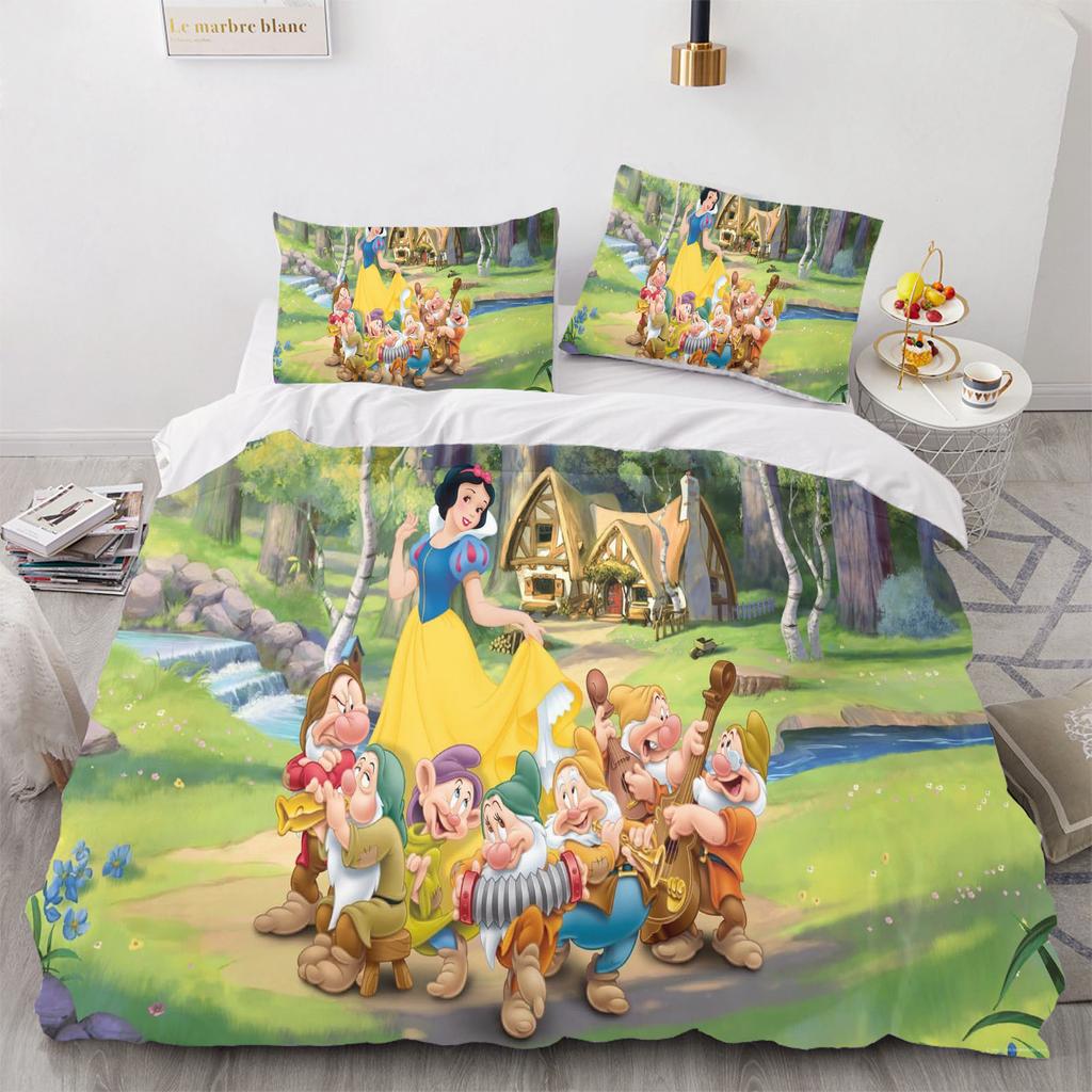Snow White Anime Bedding Set Duvet Cover 100% Polyester Suitable For Children And Adults 3-Piece Set 1 Quilt Cover