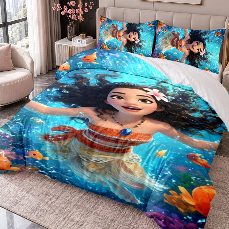 Moana cartoon 3Pcs Bedding Set Duvet Cover With Two Pillowcases For Bedroom Home Decoration