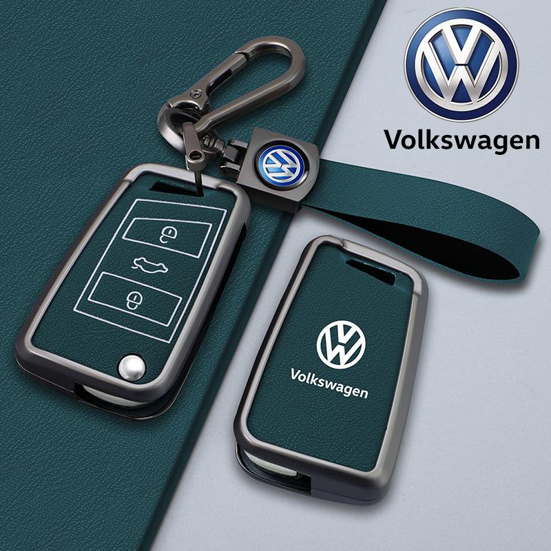 For VOLKSWAGEN VW Zinc Alloy Leather Car Remote Key Case Cover Protector Holder Shell For VW Volkswagen Golf 7 MK7 Tiguan MK2 Au