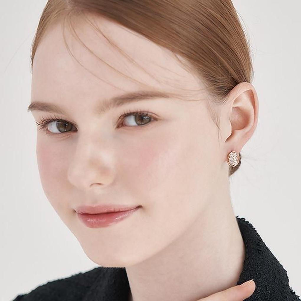 [ELLE Jewelry] 14K Ballroom Round Stone One-Touch Earrings ELGPEE549