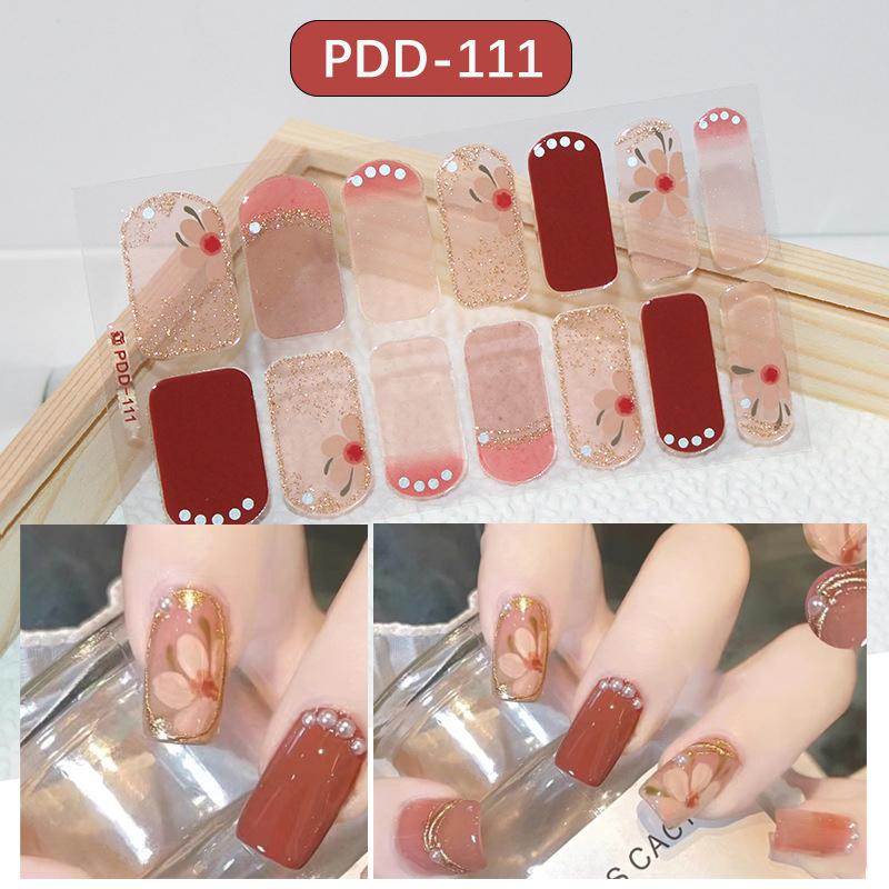 Press On Nail Stickers 1 Sheet Long Lasting Floral Pattern Self Adhesive Fake Nails for Gift Giving