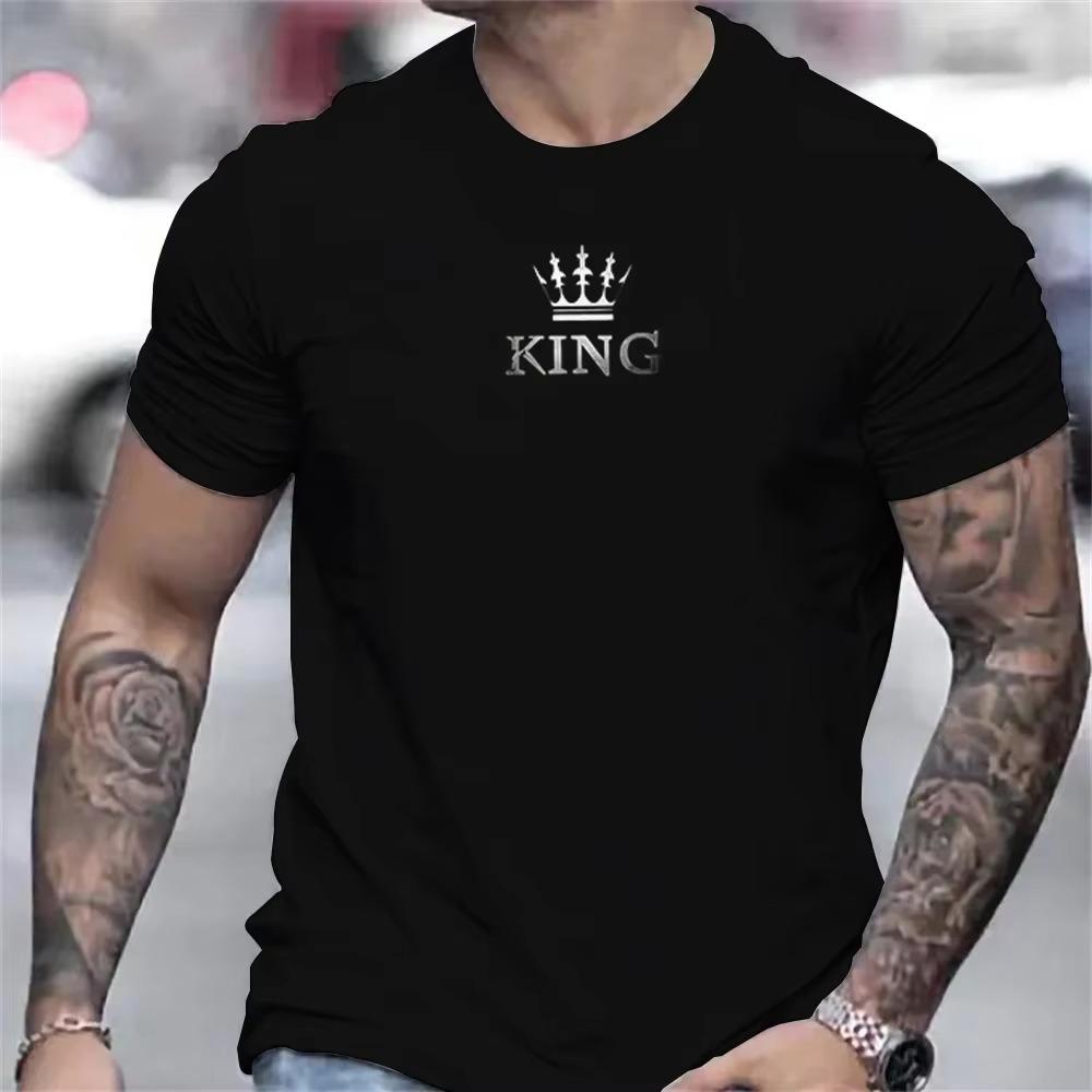 Винтажная мужская футболка с буквенным принтом King, мужская одежда, летняя повседневная уличная дизайнерская футболка с коротким рукавом, футболки большого размера